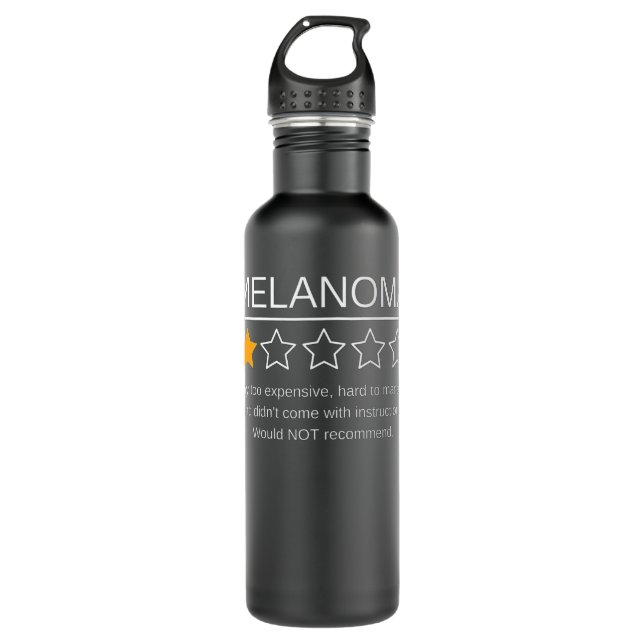 Funny Melanoma Awareness One Star Rating Cancer Su Stainless Steel Water Bottle (Front)