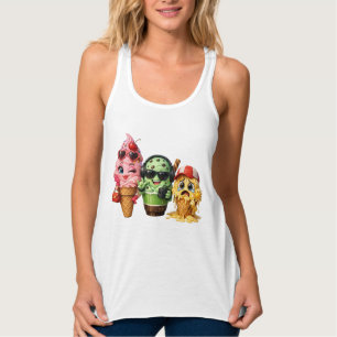 Funny Melting Ice Cream Squad Kawaii Character Art Tank Top