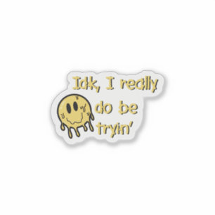 Funny Melting Smiley Face Sticker
