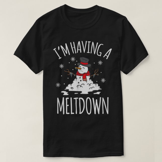 Funny Melting Snowman Christmas Humor Design T-Shirt (Design Front)