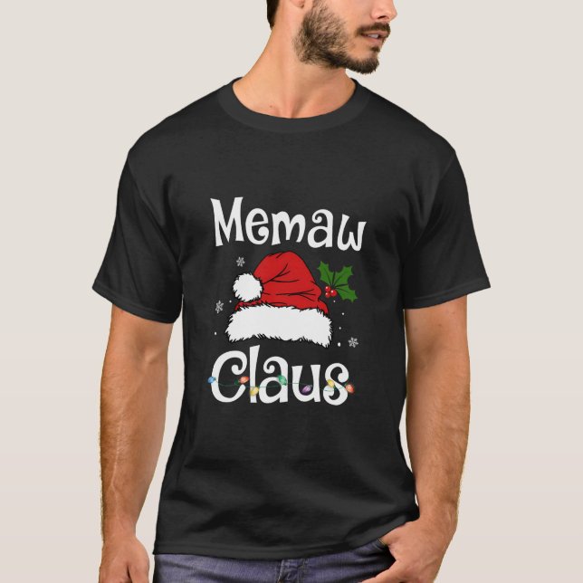 Funny Memaw Claus Christmas T-Shirt Pajamas Santa  (Front)