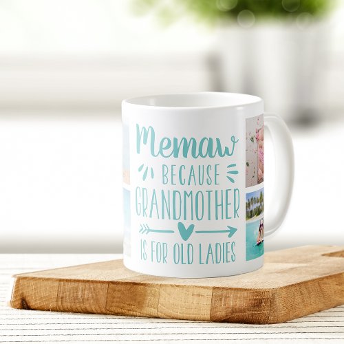 Funny Memaw Grandchildren Names  Photo Collage Coffee Mug