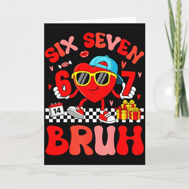 Funny Meme 67 Six Seven Bruh Valentine Heart Toddl Card (Front)