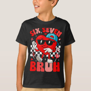 Funny Meme 6 7 Six Seven Bruh Valentine Heart Men T-Shirt
