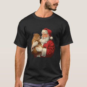 Funny Meme Capybara Lover Christmas Santa Holding T-Shirt