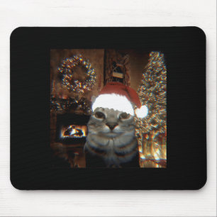 Funny Meme Cat Taking A Selfie Christmas Xmas Ligh Mouse Pad