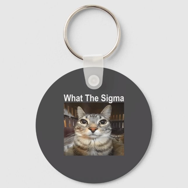 Funny Meme Cat What The Sigma Cute Cat Meme Quote  Keychain (Front)