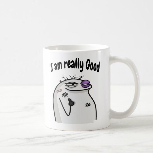 Funny Meme Character – Cool Expression Sticker Coffee Mug (Right)