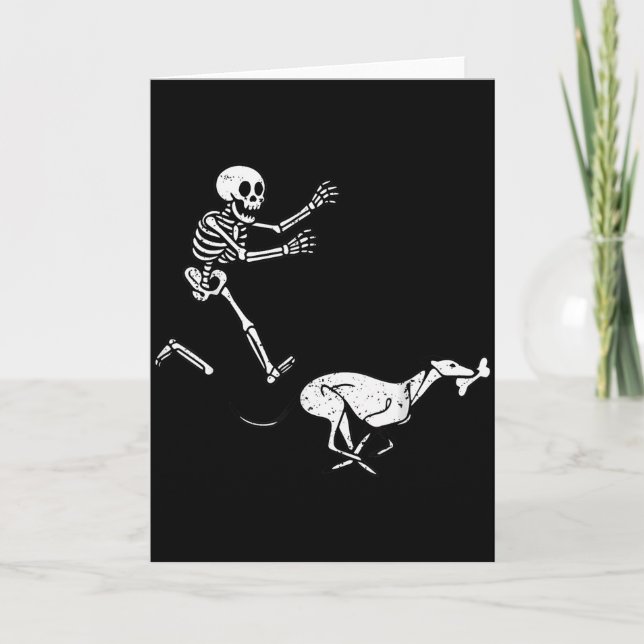 Funny Meme Ghound Running Skeleton Halloween  Card (Front)