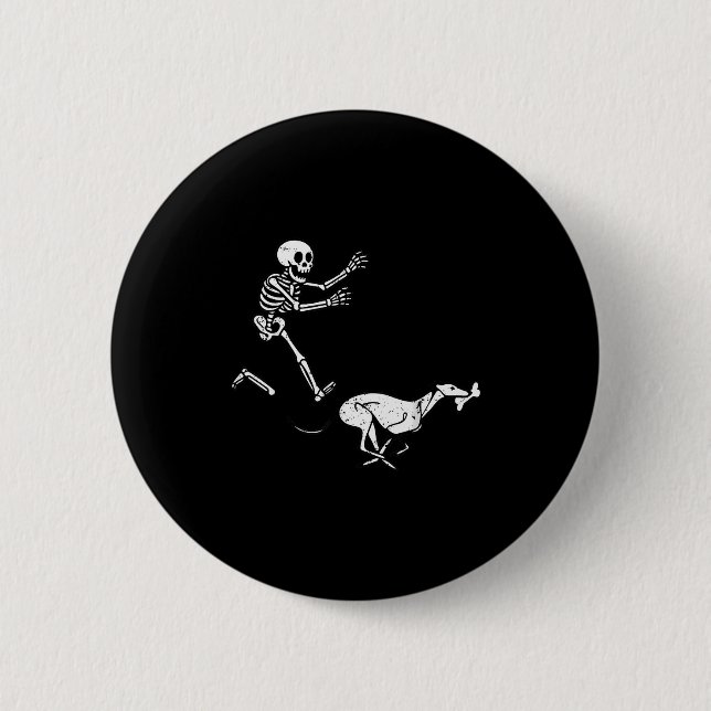Funny Meme Greyhound Running Skeleton Halloween  Button (Front)
