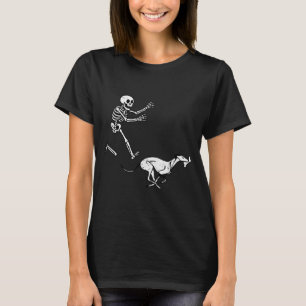 Funny Meme Greyhound Running Skeleton Halloween T-Shirt