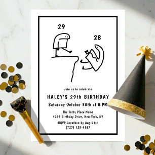 Funny Meme Humor Simple Black White 29th Birthday Invitation