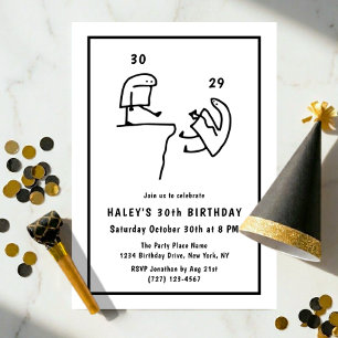 Funny Meme Humor Simple Black White 30th Birthday  Invitation
