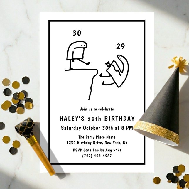 Funny Meme Humor Simple Black White 30th Birthday  Invitation (Creator Uploaded)