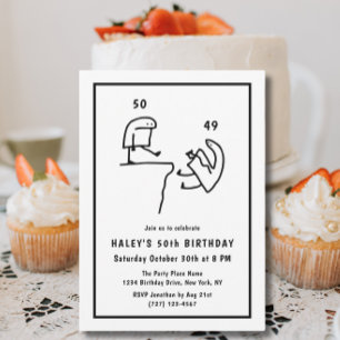 Funny Meme Humor Simple Black White 50th Birthday  Invitation