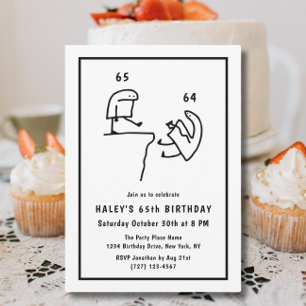 Funny Meme Humor Simple Black White 65th Birthday Invitation