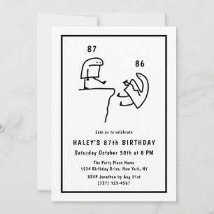 Funny Meme Humor Simple Black White 87th Birthday Invitation