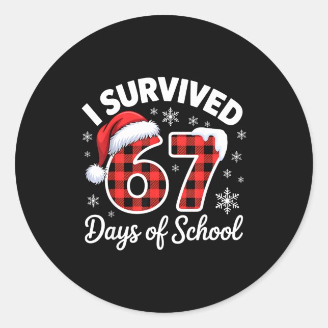 Funny Meme Six Seven Christmas I Survived 67 Days  Classic Round Sticker (Front)