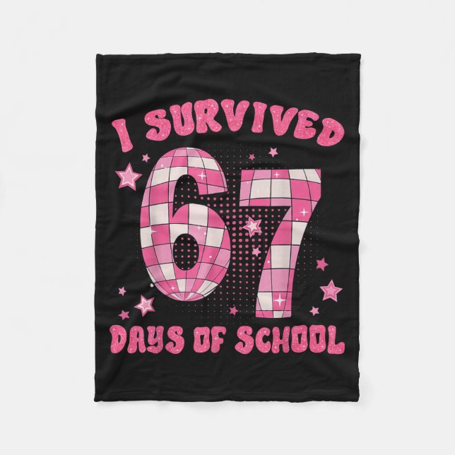 Funny Meme Six Seven Teacher I Survived 67 Days Of Fleece Blanket (Front)