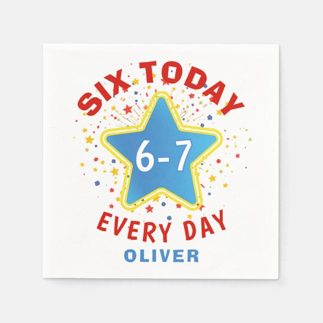 Funny Meme Six Today 6-7 Every Day Birthday Kid's  Napkins (Front)
