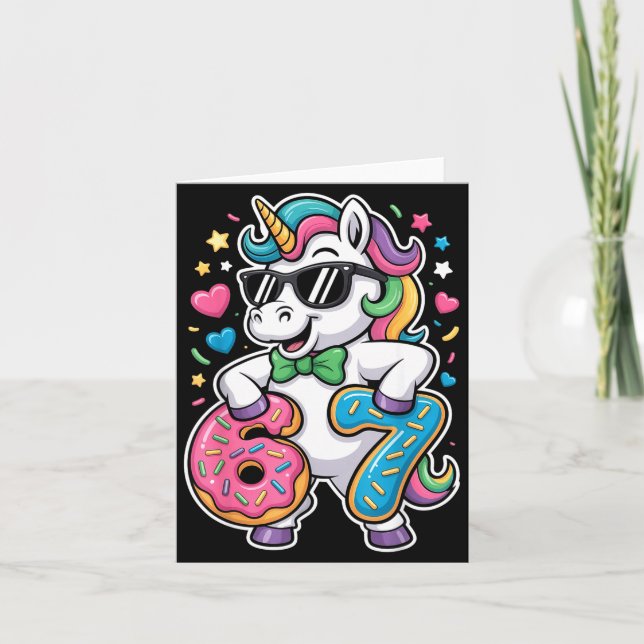 Funny Meme Unicorn Girls Kids Six Seven 6-7 Brainr Card (Front)