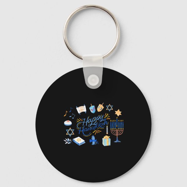 Funny Menorah Hanukkah 2025 Meowzel Chanukah Jewis Keychain (Front)
