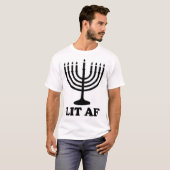 Funny Menorah Hanukkah Chanukah Lit Af Holiday T-Shirt | Zazzle