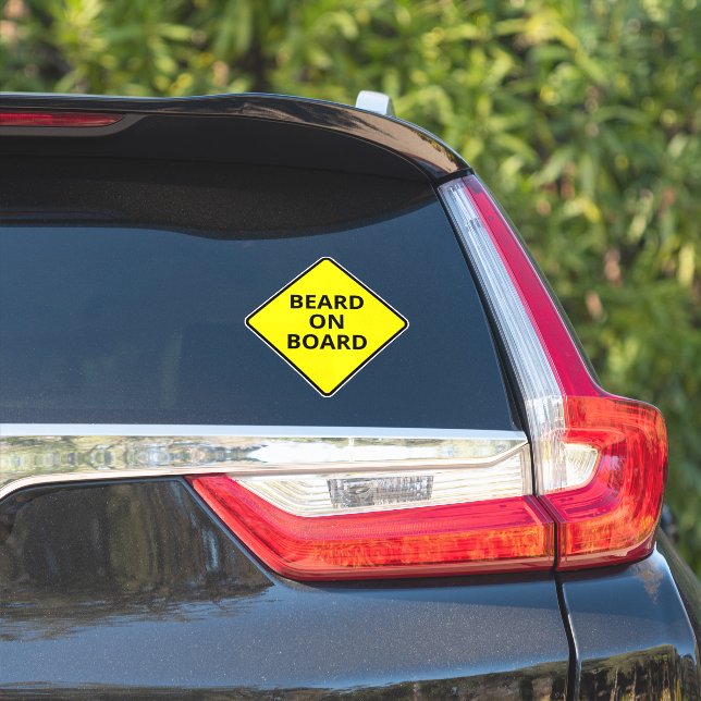 Funny Men's Caution Beard on Board Joke Car Sticker (Car Side)