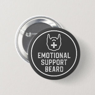 Funny Men's Emotional Support Beard Joke Gift Button