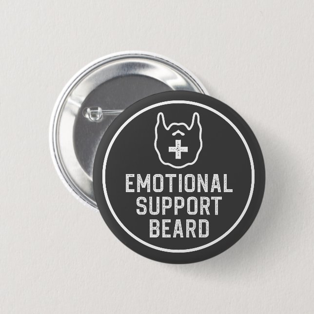 Funny Men's Emotional Support Beard Joke Gift Button (Front & Back)