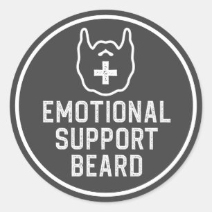 Funny Men's Emotional Support Beard Joke Gift Classic Round Sticker