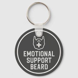 Funny Men's Emotional Support Beard Joke Gift Keychain