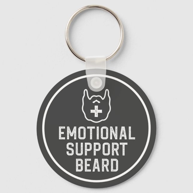Funny Men's Emotional Support Beard Joke Gift Keychain (Front)
