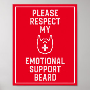 Funny Men's Emotional Support Beard Joke Gift Post Poster