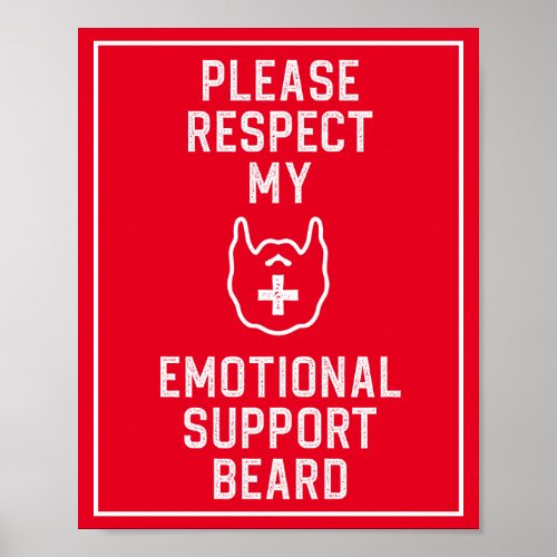 Funny Mens Emotional Support Beard Joke Gift Post Poster
