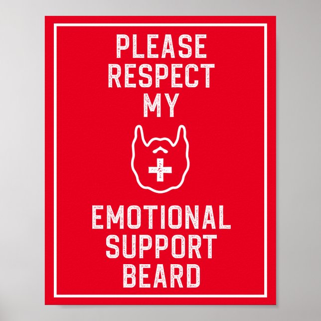 Funny Men's Emotional Support Beard Joke Gift Post Poster (Front)