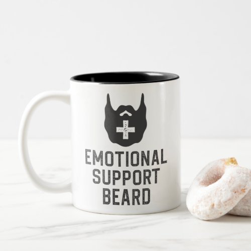 Funny Mens Emotional Support Beard Joke Gift Two_Tone Coffee Mug