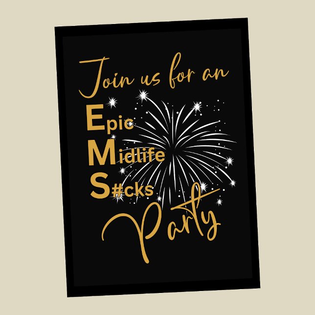 Funny Men's Gold Epic Midlife S#cks 50th birthday Invitation (Creator Uploaded)