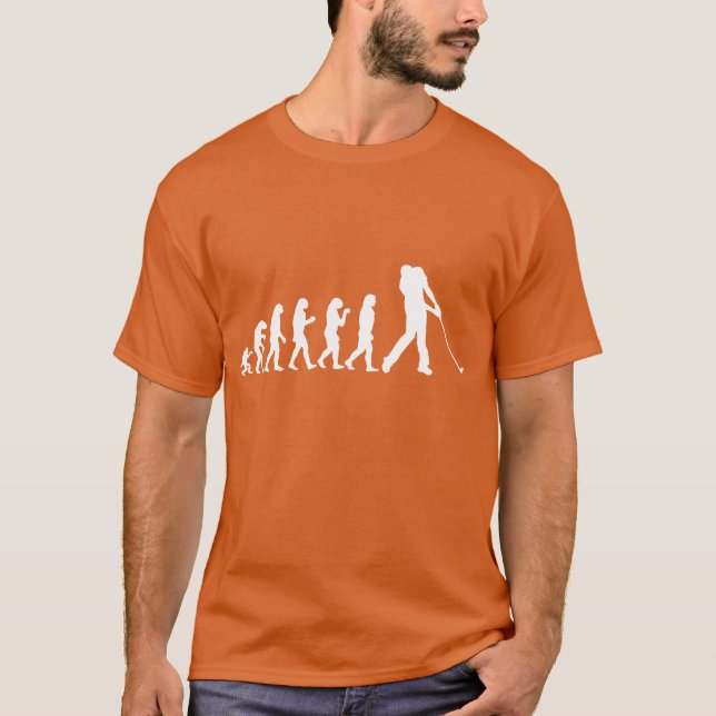 Funny Men's Golf Golfing Caveman Evolution T-Shirt (Front)
