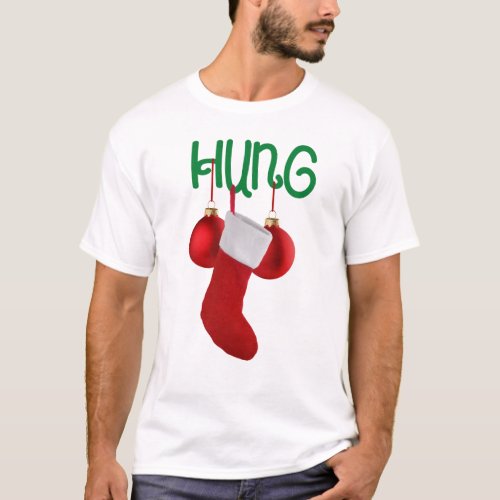 Funny Mens Hung Christmas Stocking and Balls T_Shirt