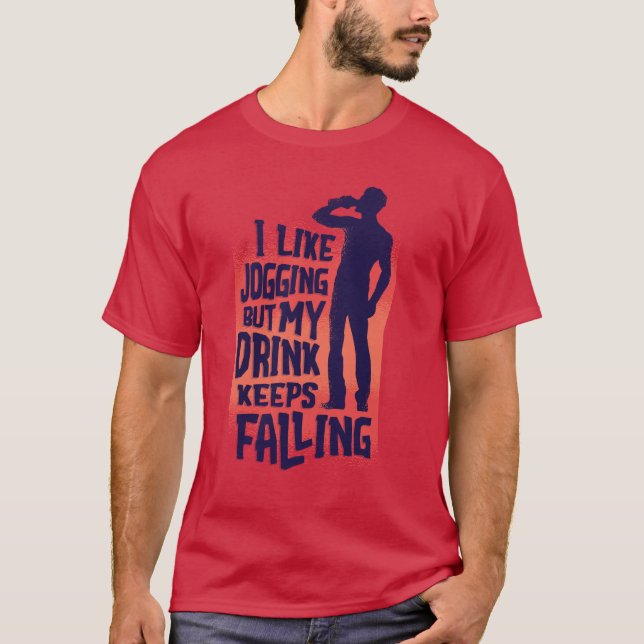 Funny Mens Love Beer Jogging Fitness Fat Clothing T-Shirt (Front)