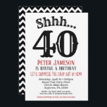 Funny Men's Surprise Party Invitation Black White<br><div class="desc">A funny and striking black,  white and red surprise birthday invitation for milestone or any age birthday.  This invite is for any age including milestones: 18th 21st 30th 35th 40th 45th 50th 55th 60th 65th 70th 75th 80th 85th 90th</div>