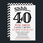 Funny Men's Surprise Party Invitation Black White<br><div class="desc">A funny and striking black,  white and red surprise birthday invitation for milestone or any age birthday.  This invite is for any age including milestones: 18th 21st 30th 35th 40th 45th 50th 55th 60th 65th 70th 75th 80th 85th 90th</div>