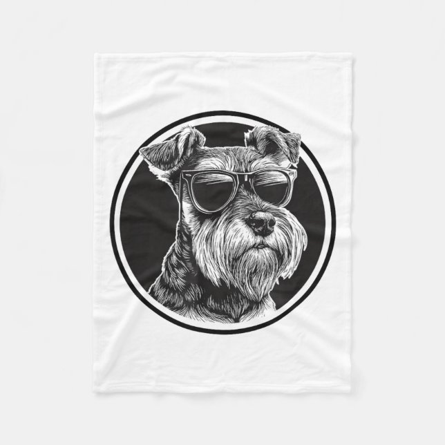 Funny Mens Womens Sungles Logo Miniature Schnauzer Fleece Blanket (Front)
