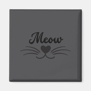 Funny Meow Kitty Cat Mustache And Whisker  Magnet