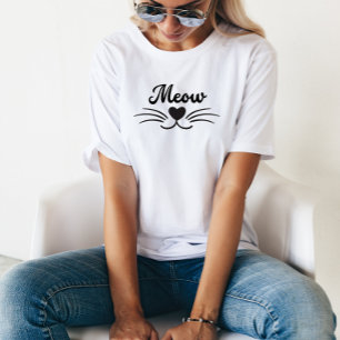 Funny Meow Kitty Cat Mustache And Whisker T-Shirt