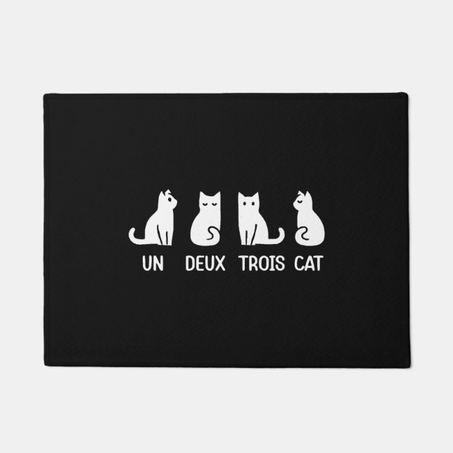 Funny Meow Kitty Un Deux Trois Cat Funny Black Cat Doormat (Front)