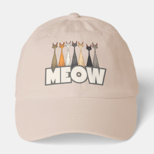 Funny Meow Peeking Cats Crew Cat Humor Graphic Hat
