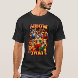 Funny Meow Thai Muay Cat Ironic Bootleg Meme Long T-Shirt