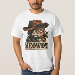 Funny Meowdy Cowboy Cat Vintage Western Aesthetic T-Shirt